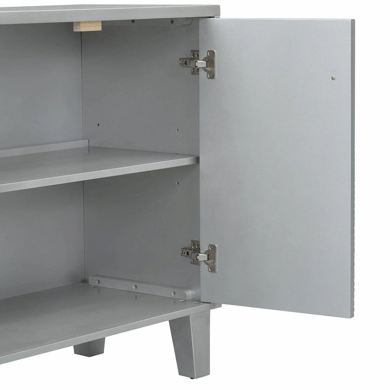 4-Door Geometric Pattern Cabinet with Adjustable Shelves