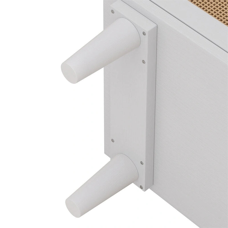 6-Drawer Rattan Storage Dresser – White Natural Woven Cabinet