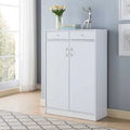 Shoe Storage Cabinet with 5 Shelves and 2 Drawers – White