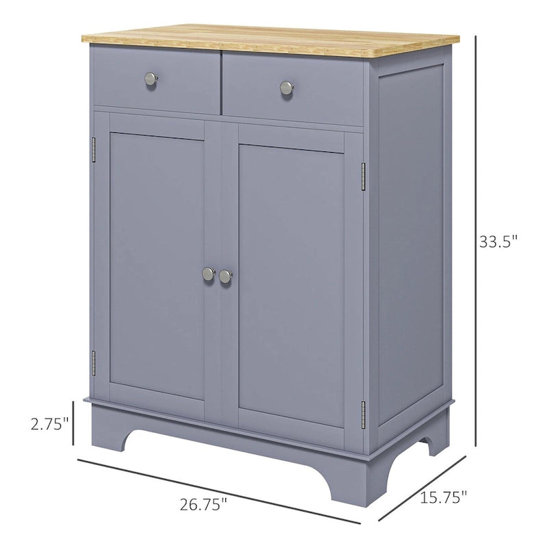 Double Door Sideboard Cabinet with 2 Drawers and Adjustable Shelf