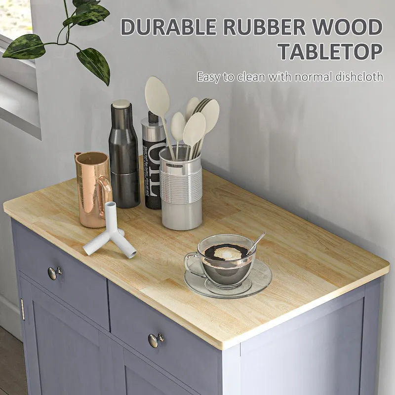 Double Door Sideboard Cabinet with 2 Drawers and Adjustable Shelf