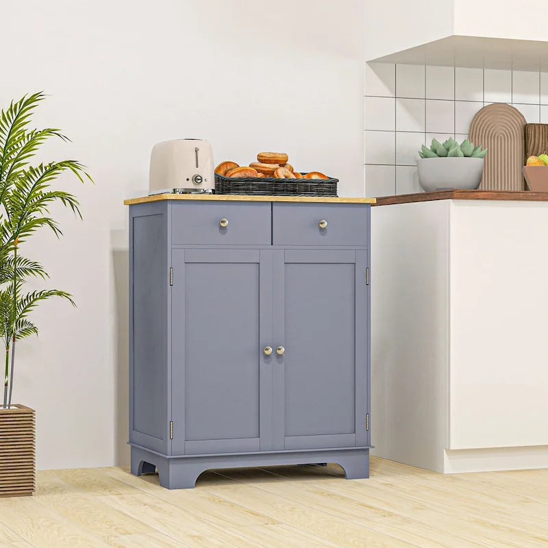 Double Door Sideboard Cabinet with 2 Drawers and Adjustable Shelf