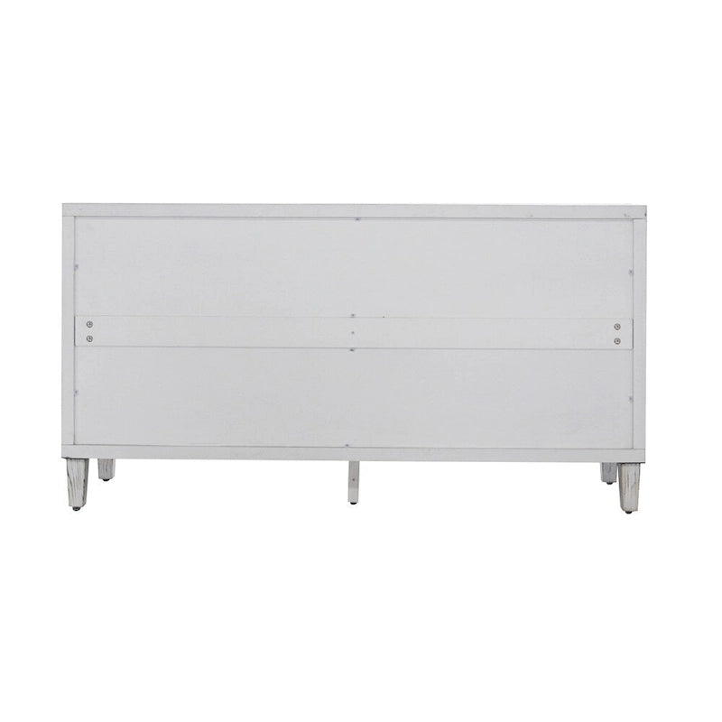4-Door Whitewash Sideboard Cabinet with Circle-Pattern Doors and Black Handles