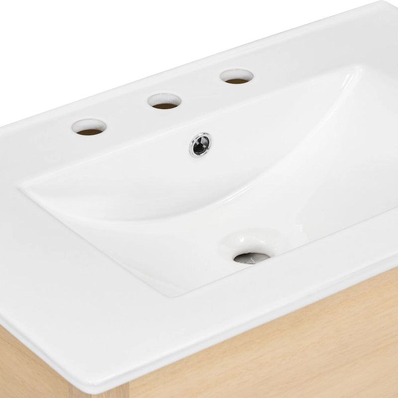 Mobiletto autoportante per lavabo da bagno, con ripiano aperto e 2 cassetti