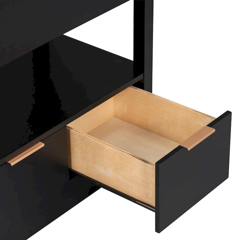 Mobiletto autoportante per lavabo da bagno, con ripiano aperto e 2 cassetti