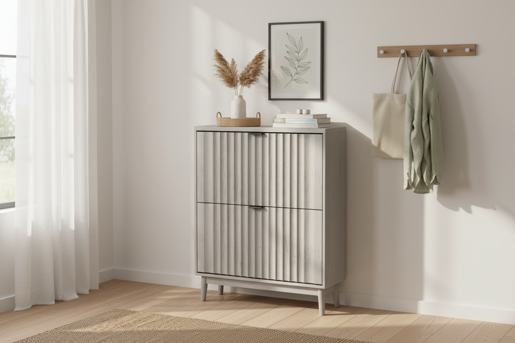 Fluted Shoe Cabinet Enriched Scene