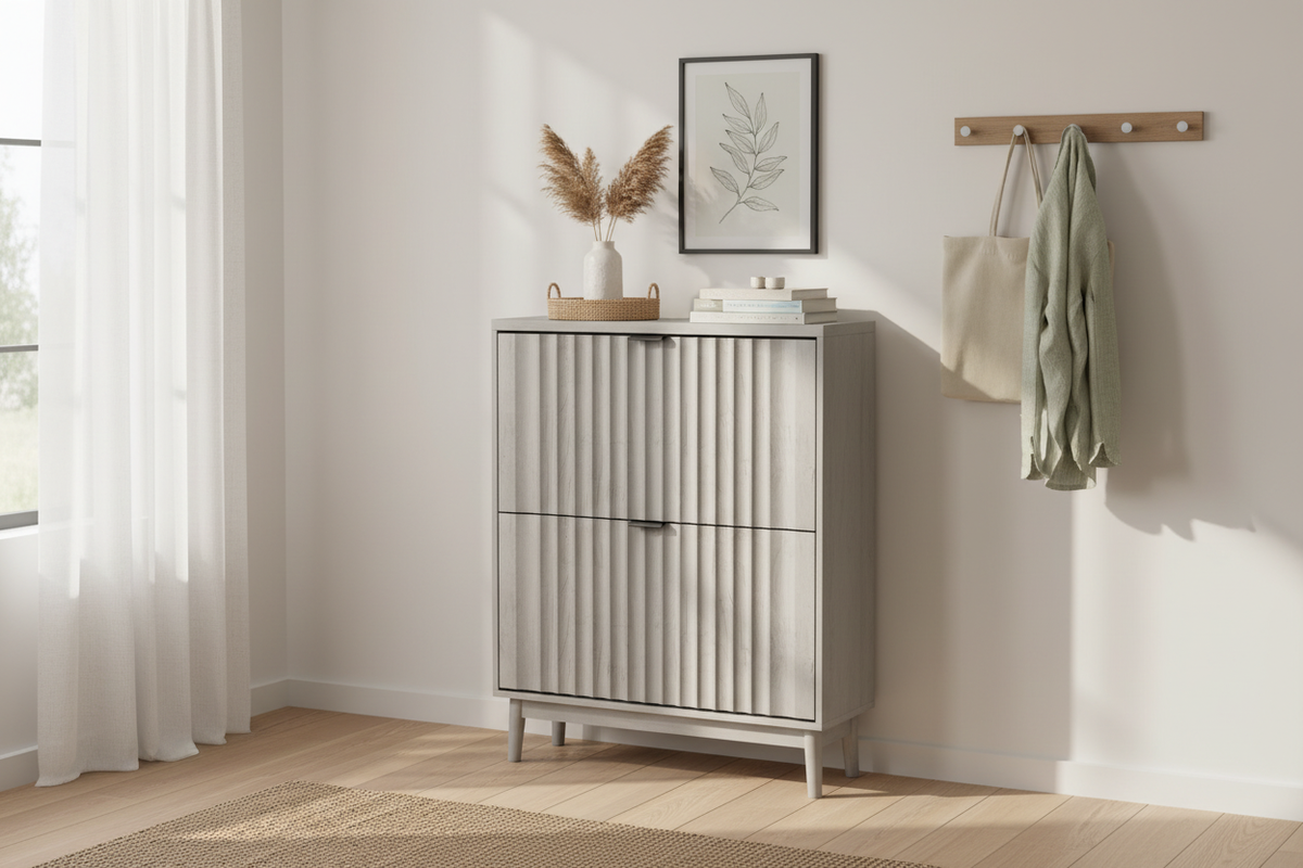 Fluted Shoe Cabinet Enriched Scene