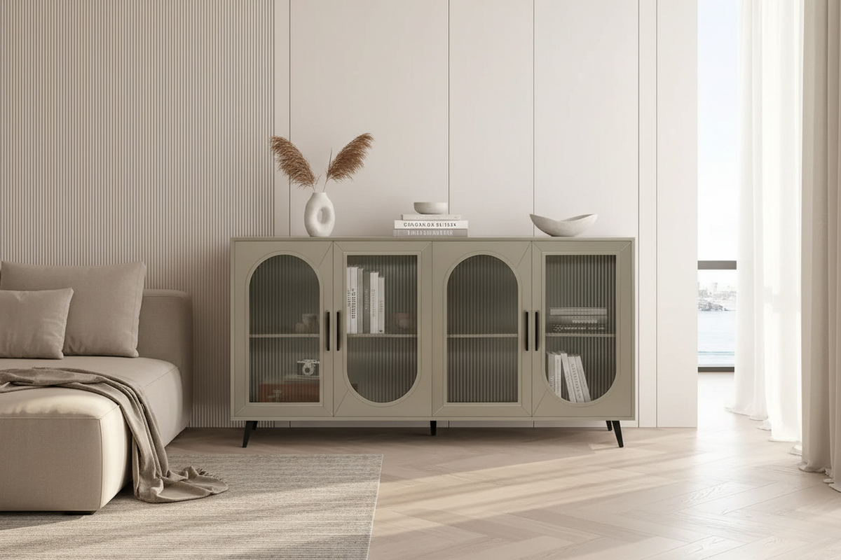 Glass Door Sideboard in Natural Living Room