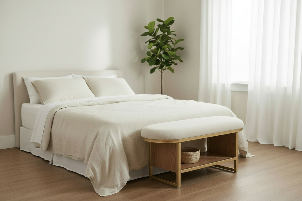 wider angle bedroom bench scene