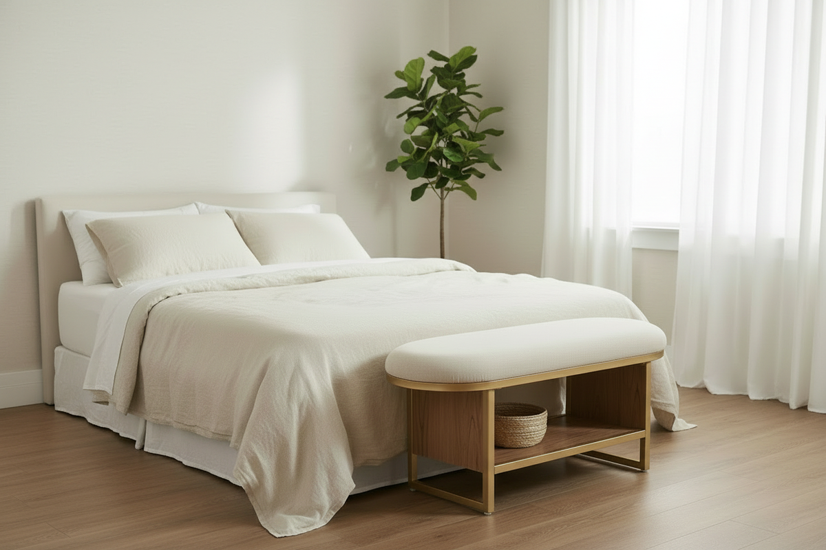 wider angle bedroom bench scene